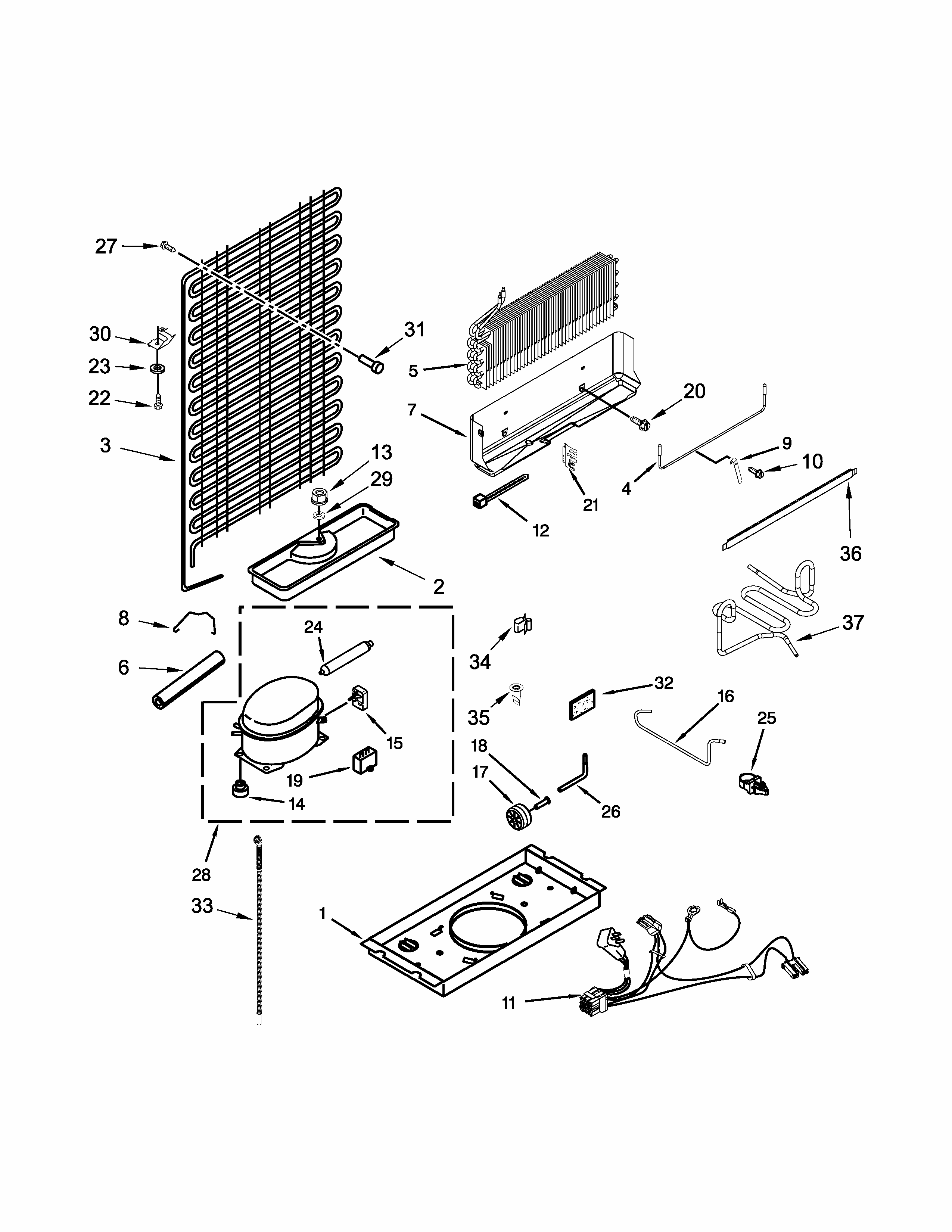 Unit Parts Diagram and Parts List for IK4TXWFDW00  Whirlpool Refrigerator