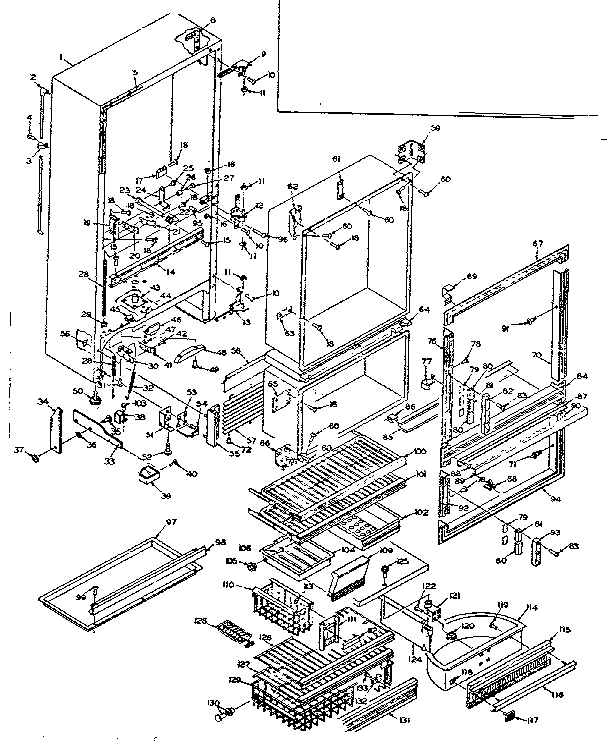 Cabinet Parts Diagram and Parts List for 198N18GL3  Kenmore Refrigerator