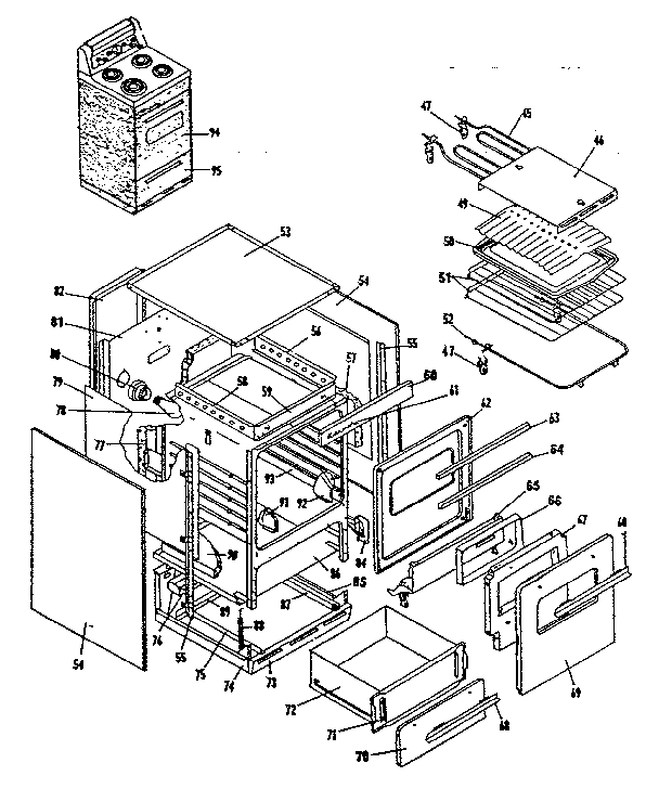Body Section Diagram and Parts List for 15540310  Kenmore Range