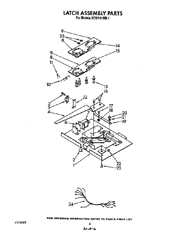 Latch Assembly Diagram and Parts List for KEBI141SBL1  KitchenAid Wall Oven
