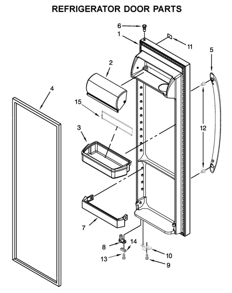 Refrigerator Door Parts Diagram and Parts List for 10651752713  Kenmore Refrigerator