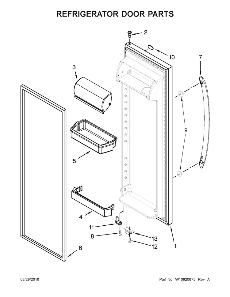 Refrigerator Door Parts Diagram and Parts List for 10651799413  Kenmore Refrigerator