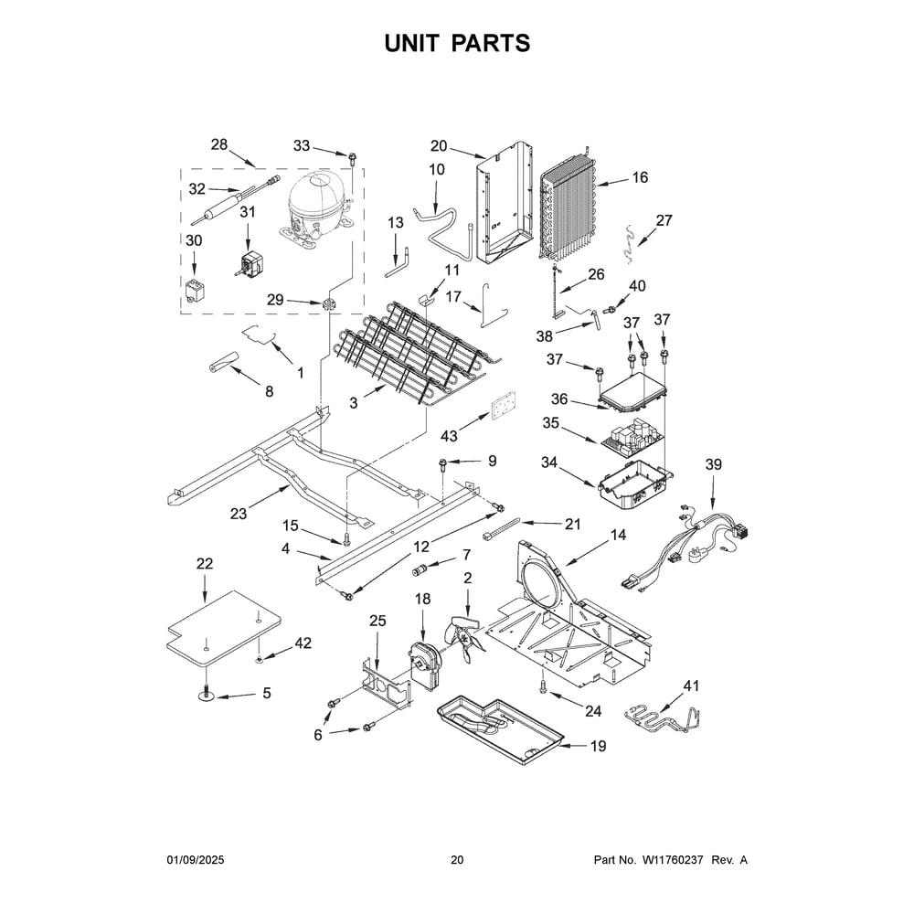 Unit Parts Diagram and Parts List for WRS321SDHB11  Whirlpool Refrigerator