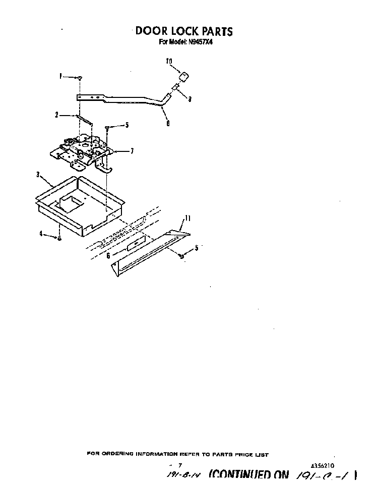 Door Lock Diagram and Parts List for N9457*4  Roper Range
