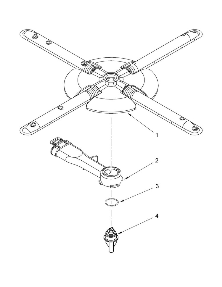 Lower Washarm And Strainer Parts Diagram and Parts List for KUDS30IXBTA  KitchenAid Dishwasher