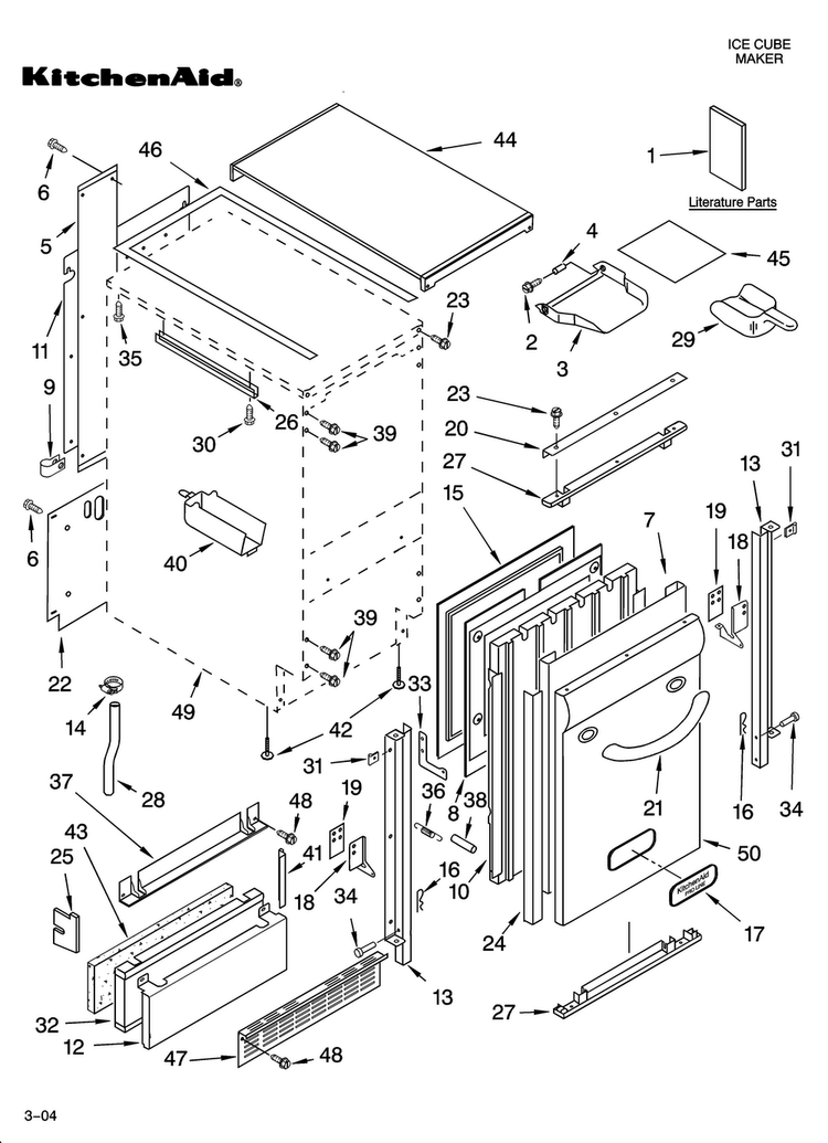 Cabinet Liner And Door Parts Diagram and Parts List for 8198922  KitchenAid Ice Maker