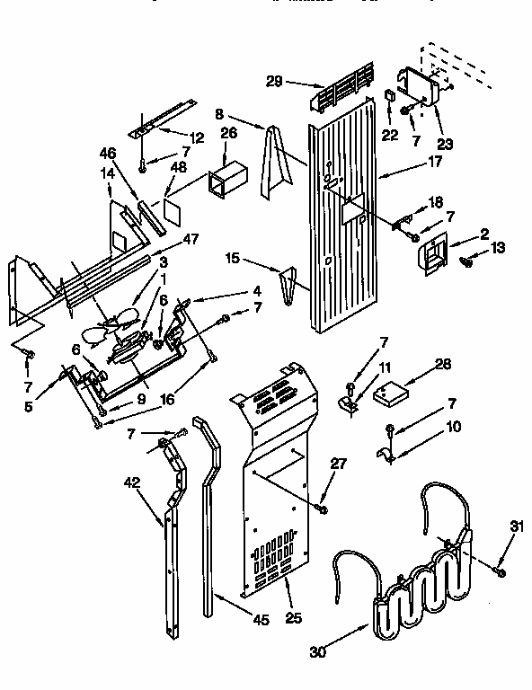 Air Flow And Reservoir Diagram and Parts List for 106KSSS36QDW05  KitchenAid Refrigerator