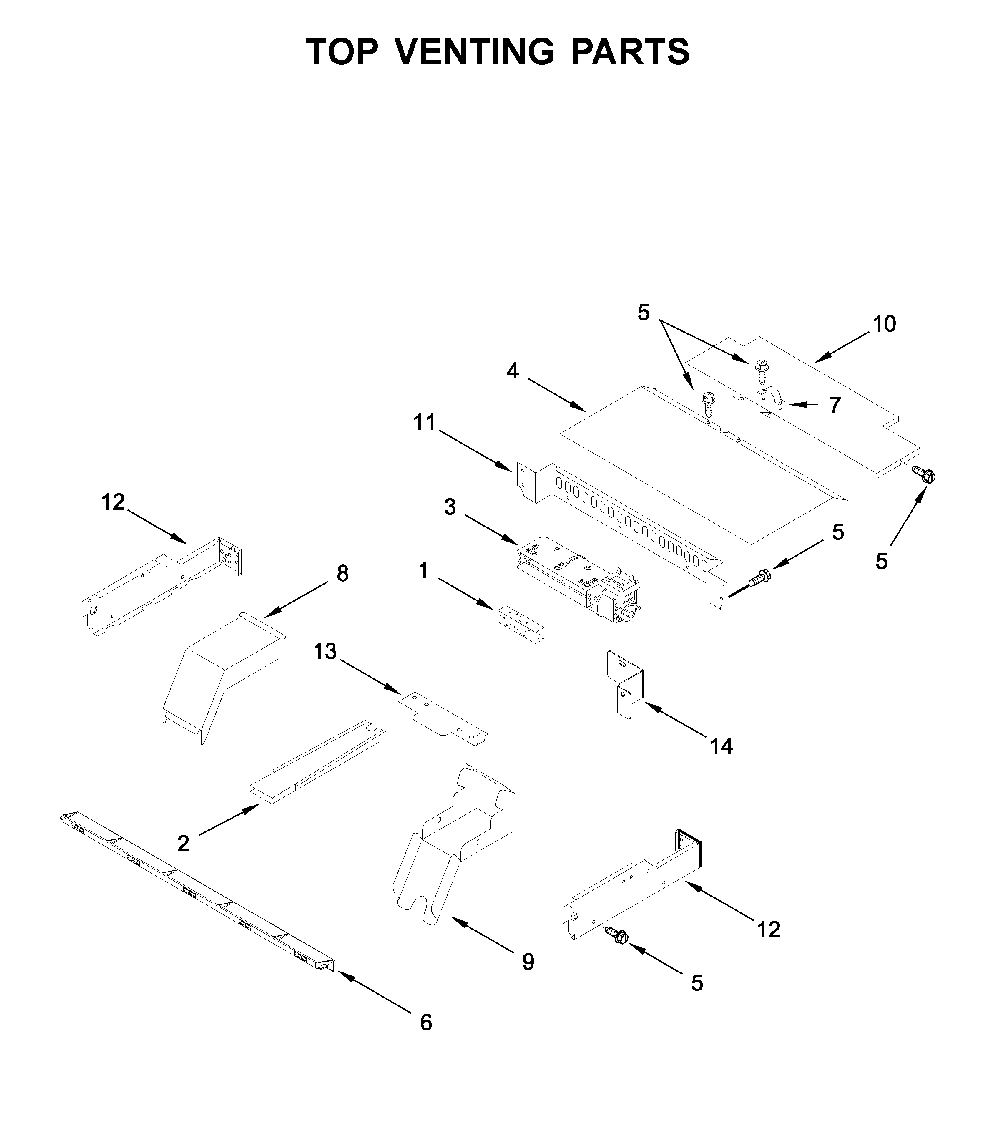 Top venting parts Diagram and Parts List for WOD51ES4ES02  Whirlpool Wall Oven