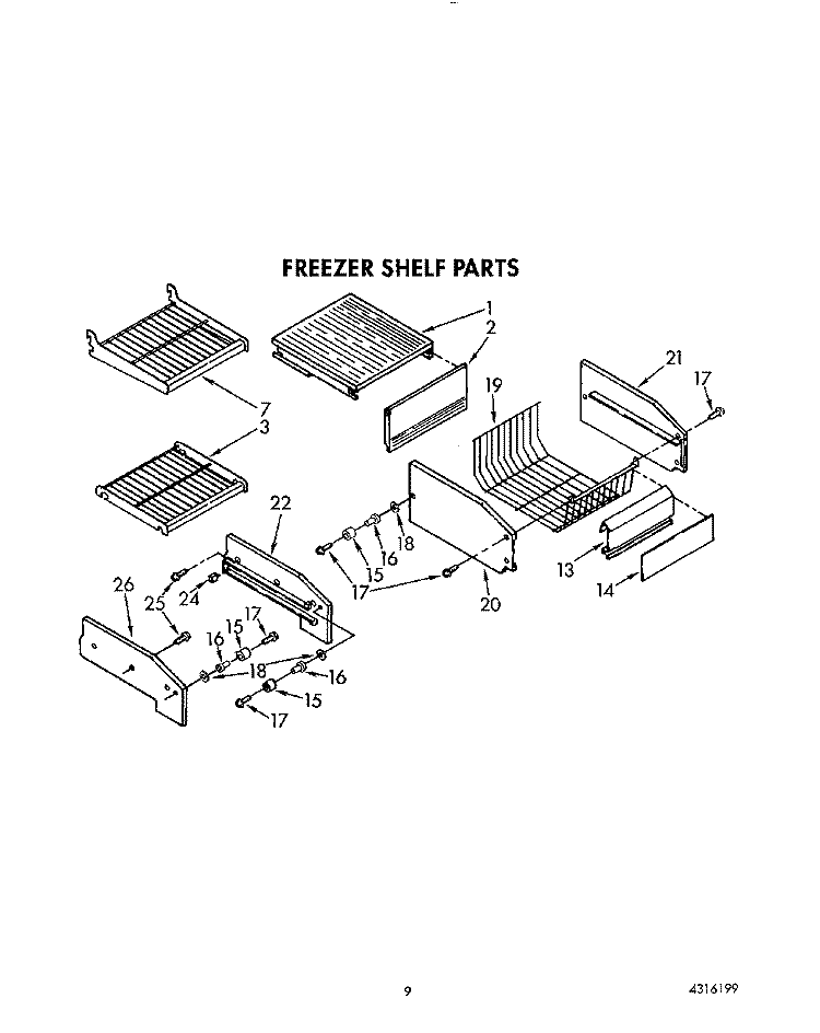 FREEZER SHELF Diagram and Parts List for KSSS48DWW00  KitchenAid Refrigerator
