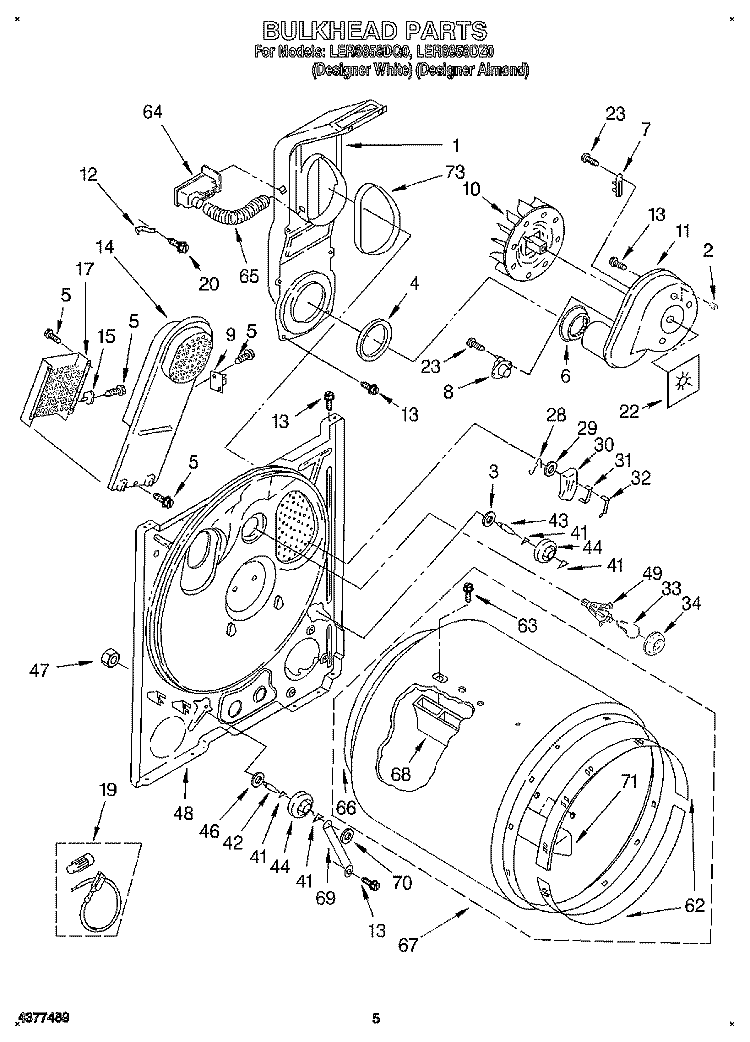 SECTION Diagram and Parts List for LER8858DQ0  Whirlpool Dryer