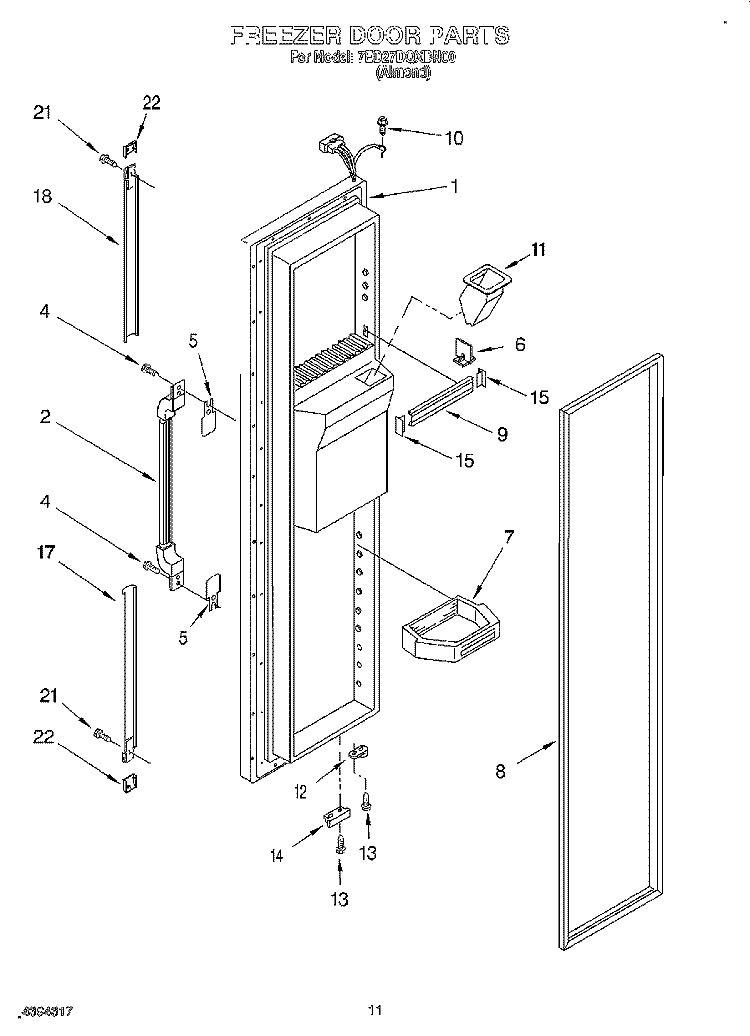 FREEZER DOOR Diagram and Parts List for 7ED27DQXDN00  Whirlpool Refrigerator