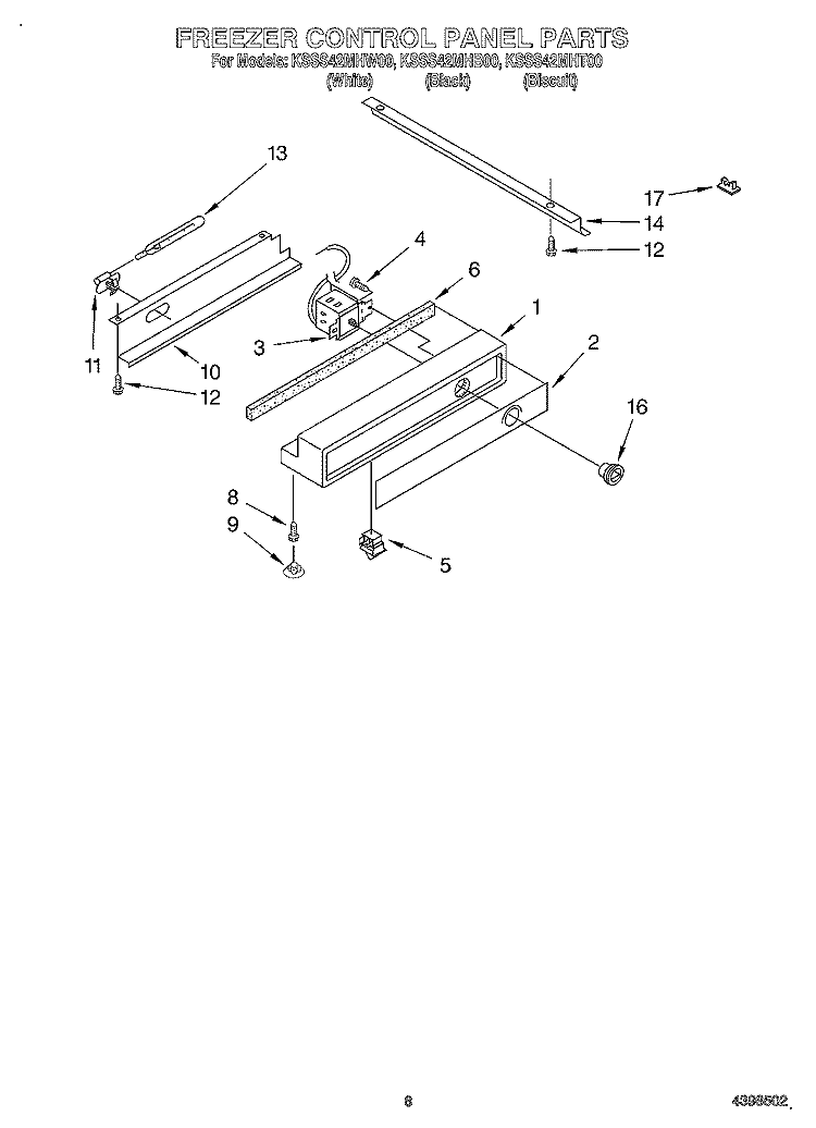 FREEZER CONTROL PANEL Diagram and Parts List for KSSS42MHT00  KitchenAid Refrigerator