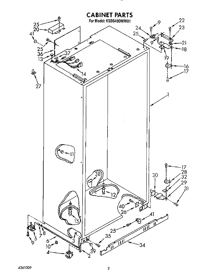 CABINET Diagram and Parts List for KSSS48DWW01  KitchenAid Refrigerator