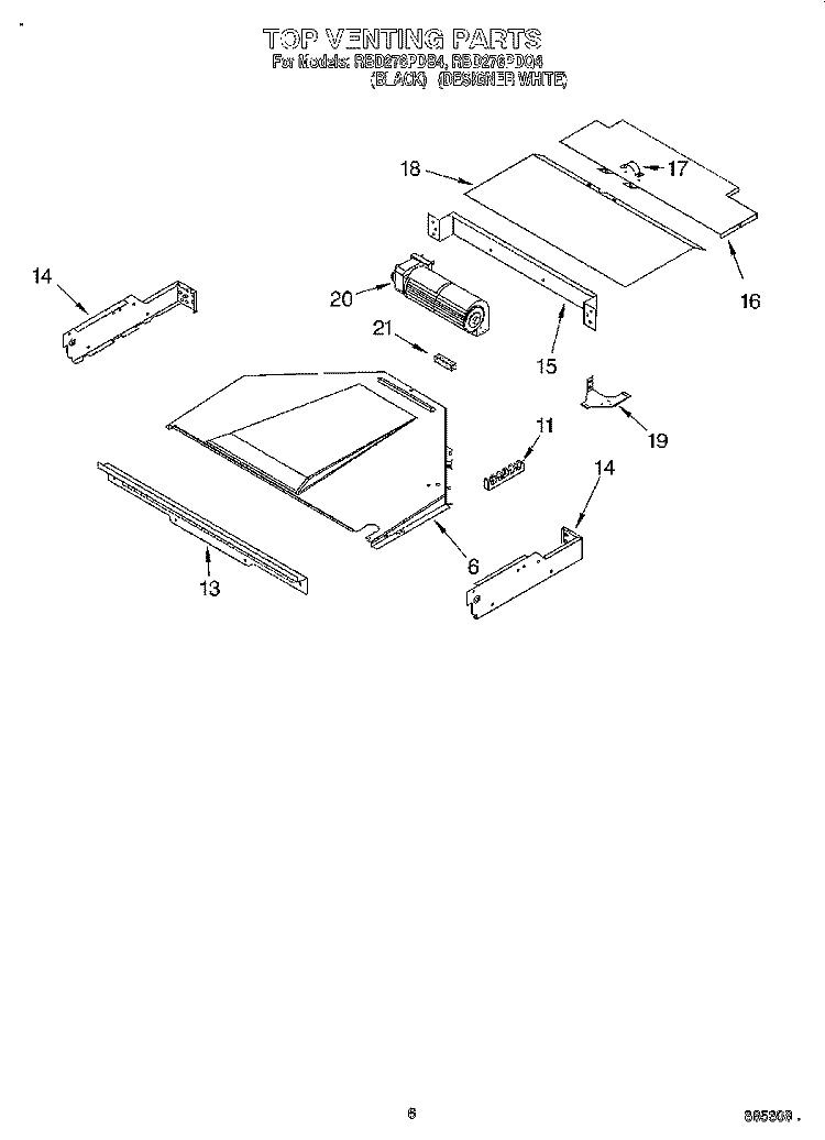TOP VENTING, OPTIONAL Diagram and Parts List for RBD276PDB4  Whirlpool Wall Oven