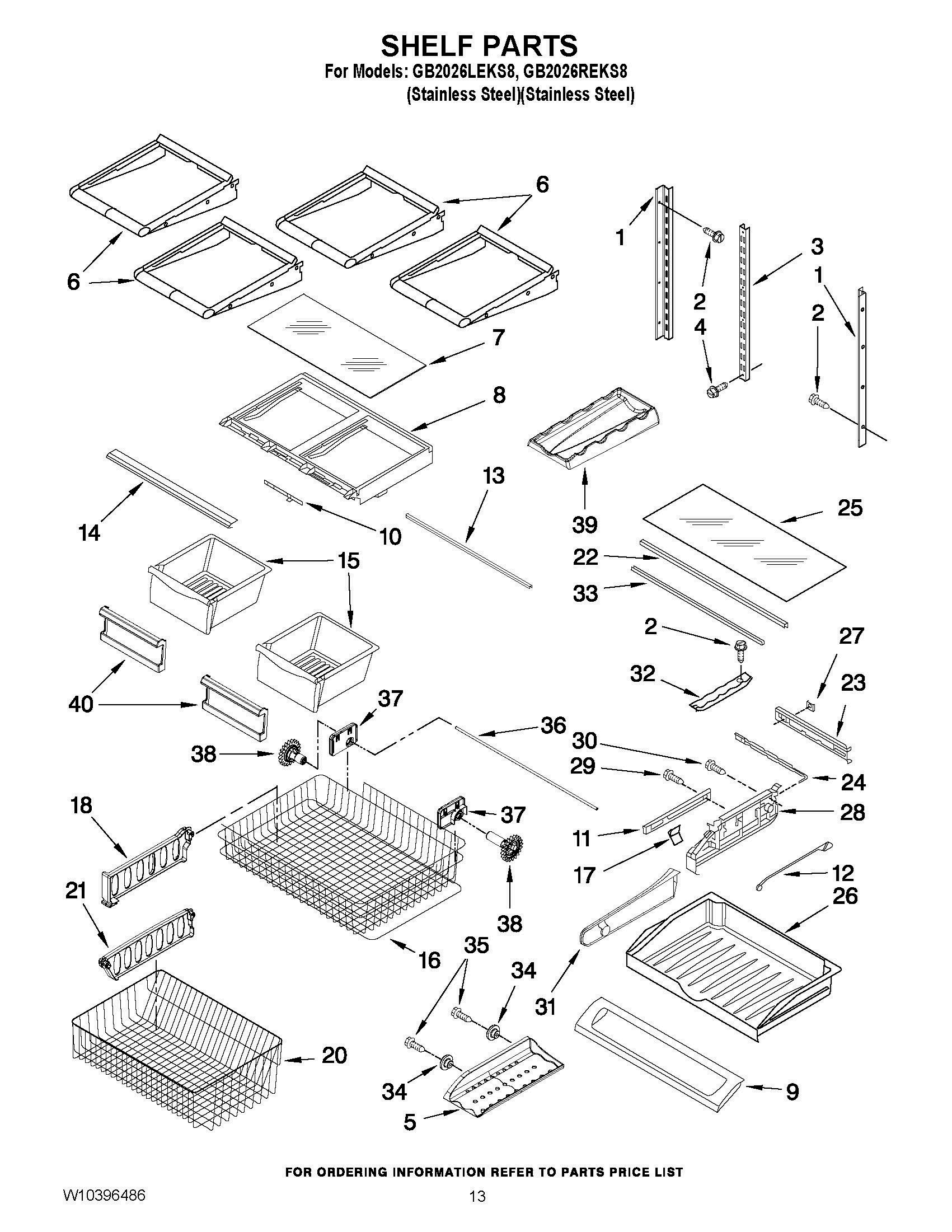 07 - SHELF PARTS Diagram and Parts List for GB2026REKS8  Whirlpool Refrigerator