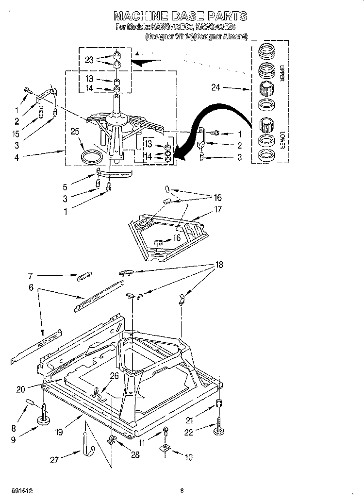 MACHINE BASE Diagram and Parts List for KAWS700EQ0  KitchenAid Washer