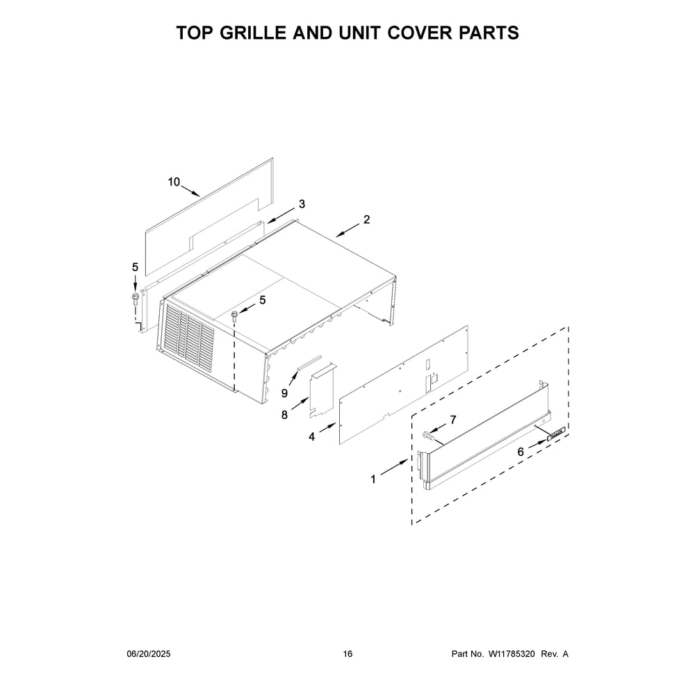 Top Grille And Unit Cover Parts Diagram and Parts List for KBBR306ESS06  KitchenAid Refrigerator