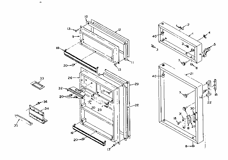 Door Parts Diagram and Parts List for 106R14EL  Kenmore Refrigerator