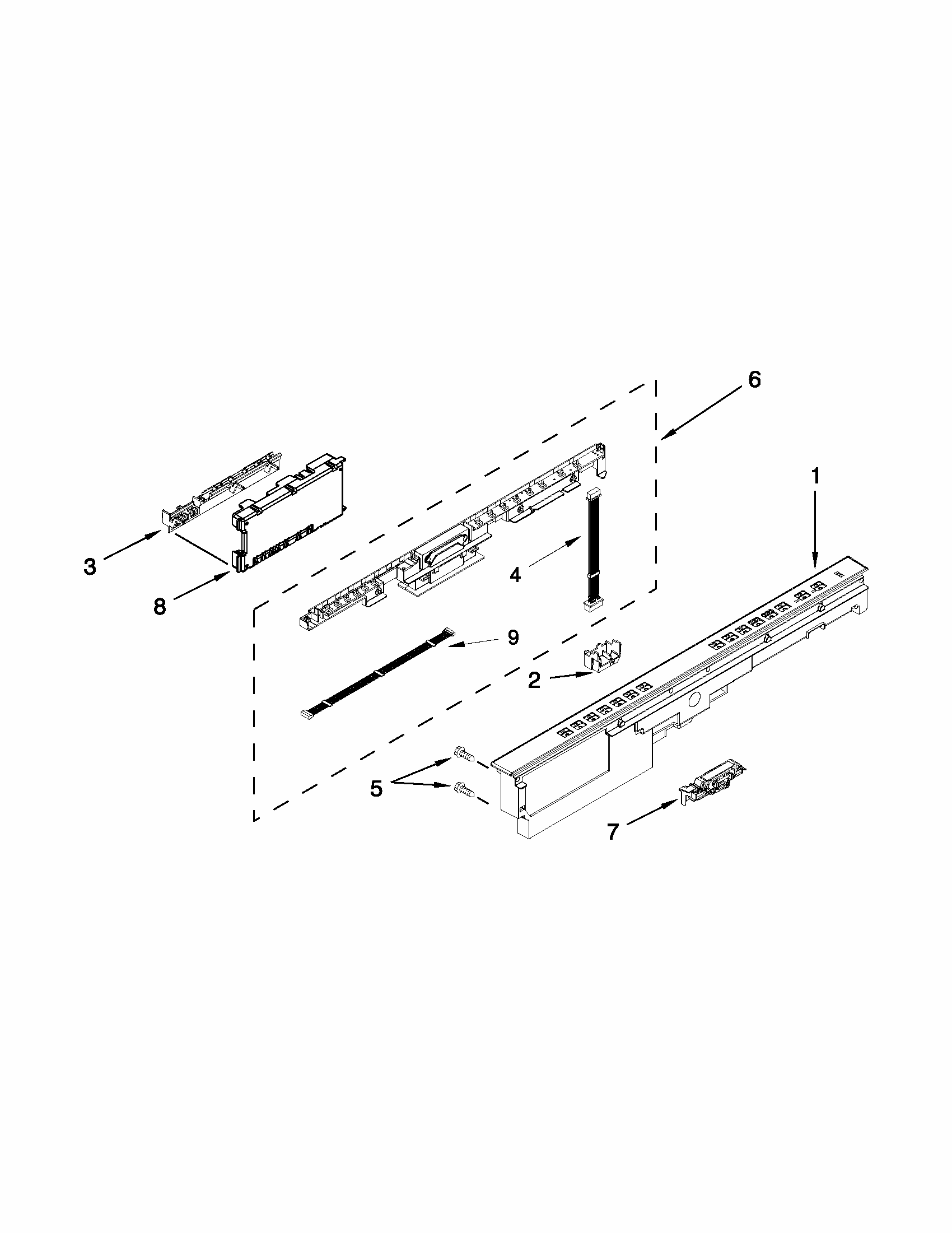 Control Panel And Latch Parts Diagram and Parts List for 66513272K114  Kenmore Dishwasher