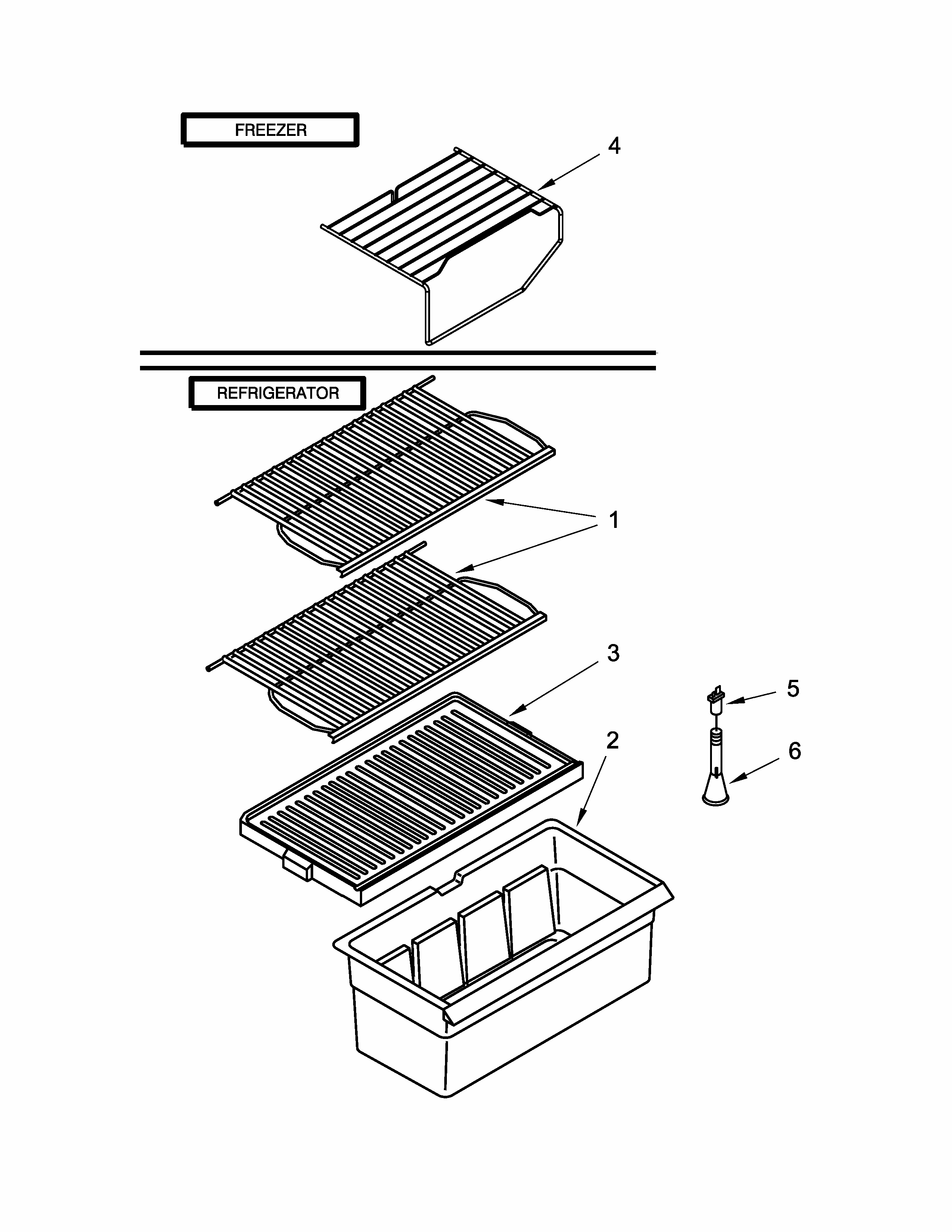 Shelf Parts Diagram and Parts List for IK4TXWFDW00  Whirlpool Refrigerator