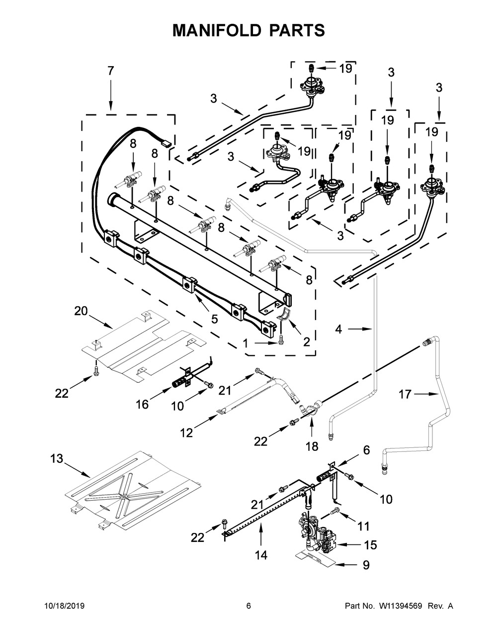 Manifold Parts Diagram and Parts List for WFG535S0JZ0  Whirlpool Range