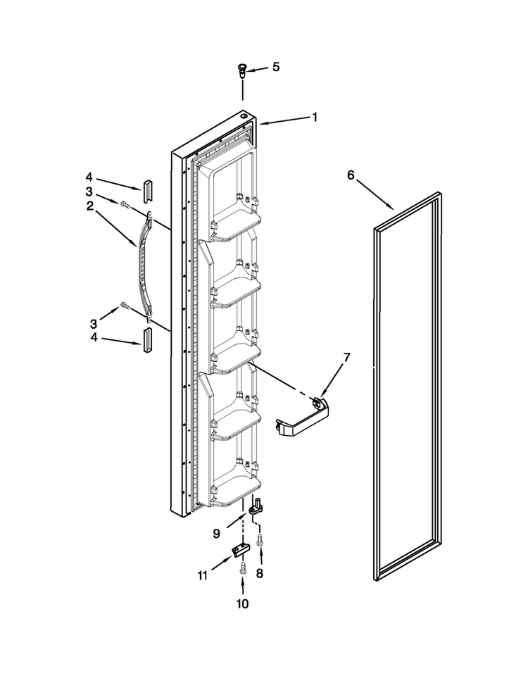 Freezer Door Diagram and Parts List for 10640212011  Kenmore Refrigerator
