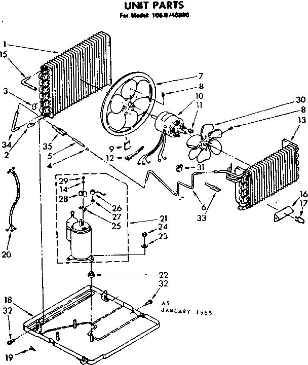 Unit Parts Diagram and Parts List for 1068740880-AC  Kenmore Air Conditioner