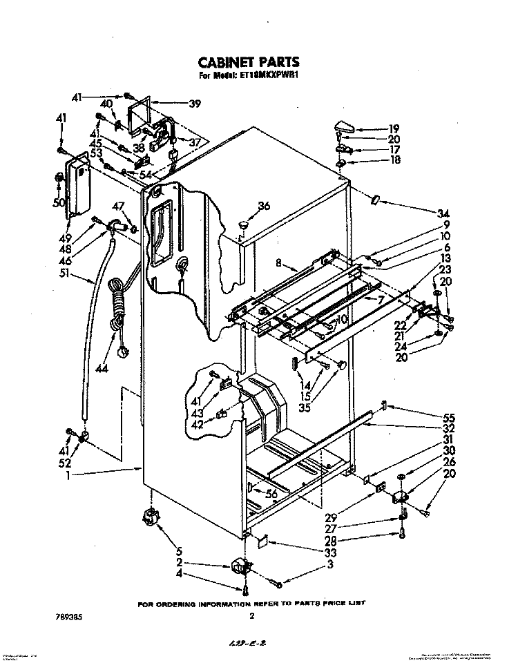 CABINET Diagram and Parts List for ET18MKXPWR1  Whirlpool Refrigerator