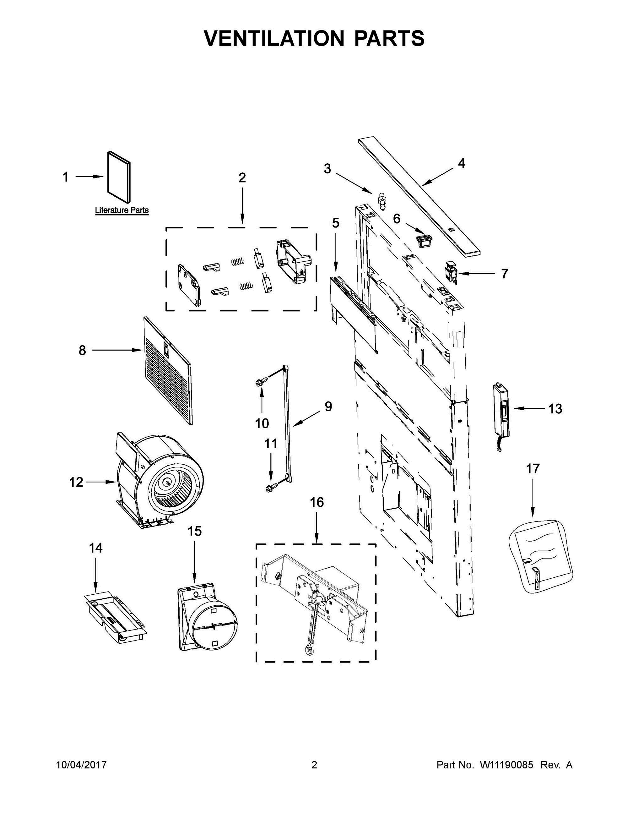 02 - VENTILATION PARTS Diagram and Parts List for KXD4630YSS5  Whirlpool Range Hood