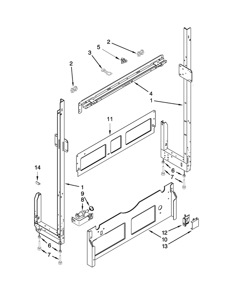 Frame Parts Diagram and Parts List for UDT518SBDP0  Whirlpool Dishwasher