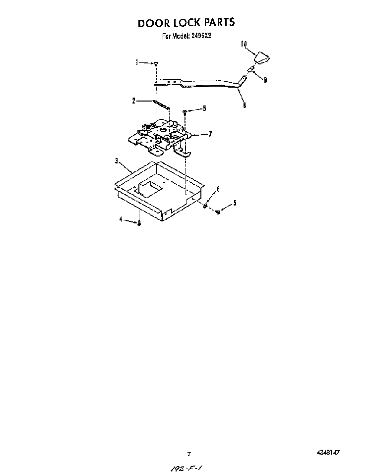 Door Lock Diagram and Parts List for 2496*2  Roper Range