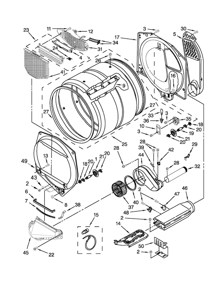 Bulkhead Parts Diagram and Parts List for 11066002011  Kenmore Dryer
