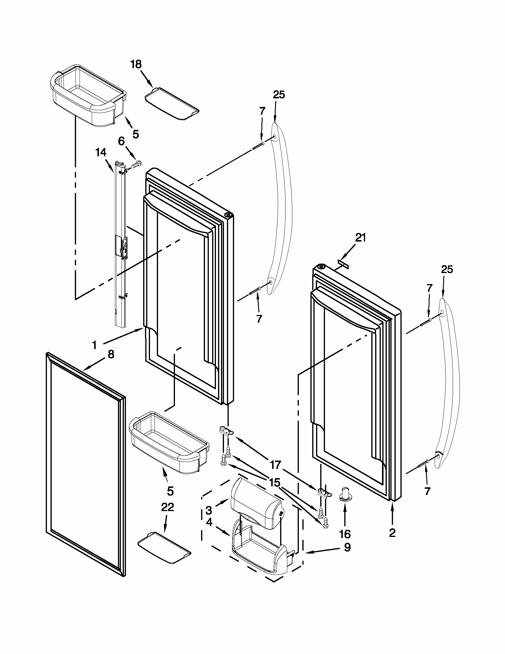 Refrigerator Door Diagram and Parts List for 59679323016  Kenmore Refrigerator