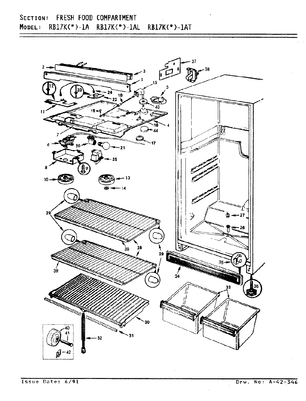 03 - Fresh Food Compartment Diagram and Parts List for RB17KA-1AT  Whirlpool Refrigerator