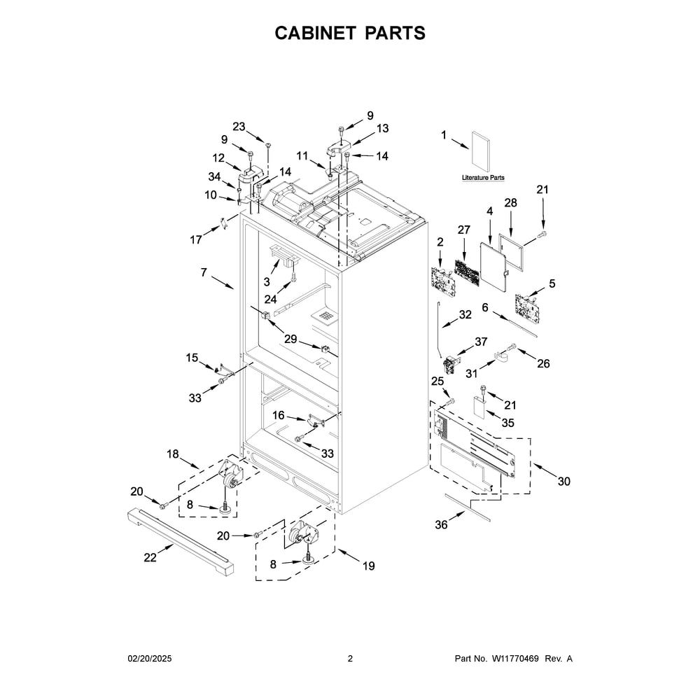 Cabinet Parts Diagram and Parts List for WRX986SIHV04  Whirlpool Refrigerator