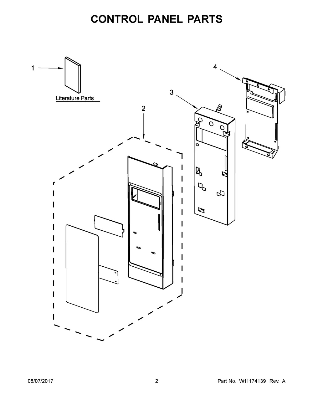 Control Panel Parts Diagram and Parts List for IMH172DS2  Whirlpool Microwave