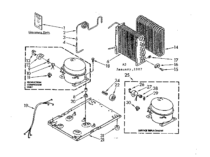 Unit Parts Diagram and Parts List for 42850157  Whirlpool Dehumidifier