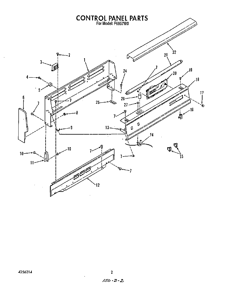 CONTROL PANEL , LIT/OPTIONAL Diagram and Parts List for F6857W0  Roper Range