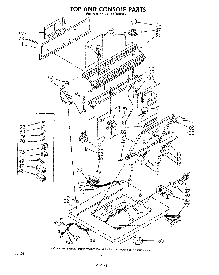 TOP AND CONSOLE Diagram and Parts List for LA7000XKW2  Whirlpool Washer