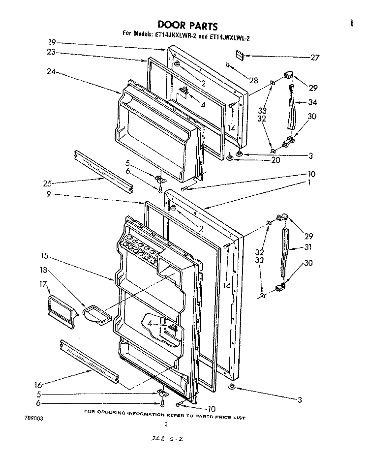 DOOR , MISCELLANEOUS Diagram and Parts List for ET14JKXLWR2  Whirlpool Refrigerator