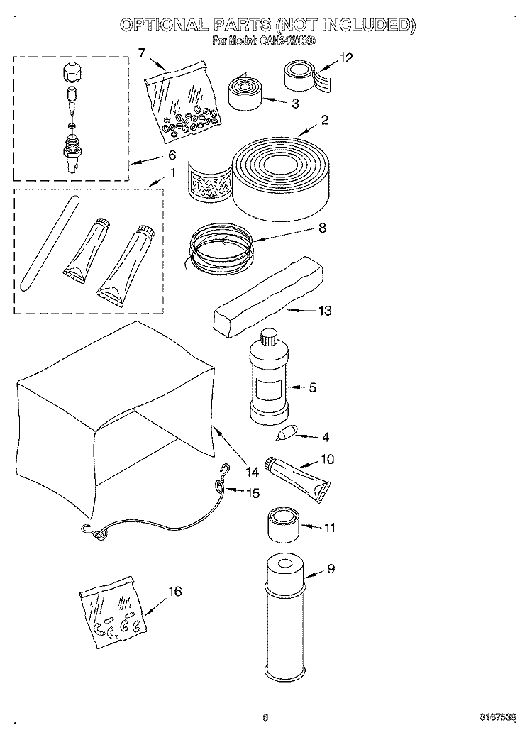 OPTIONAL Diagram and Parts List for CAH24WCK0  Crosley Air Conditioner