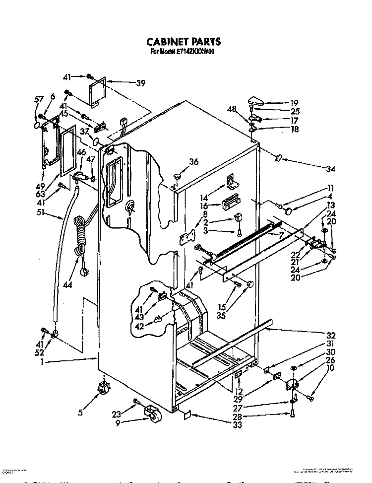 CABINET Diagram and Parts List for ET14ZKXXG00  Whirlpool Refrigerator