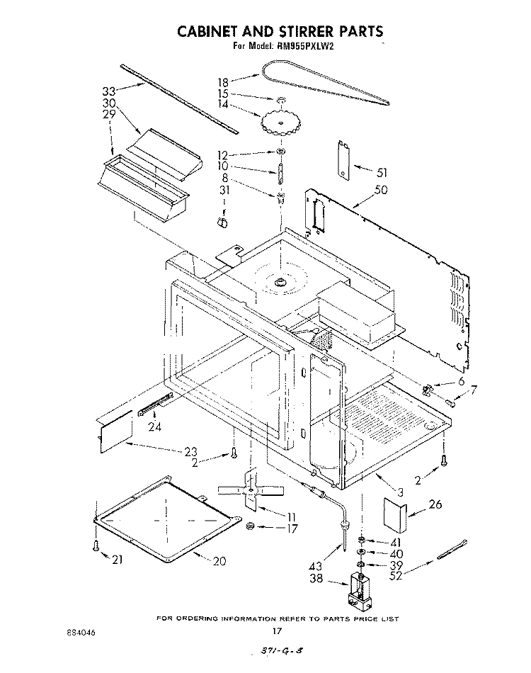 CABINET AND STIRRER Diagram and Parts List for RM955PXLW2  Whirlpool Microwave Oven Combo