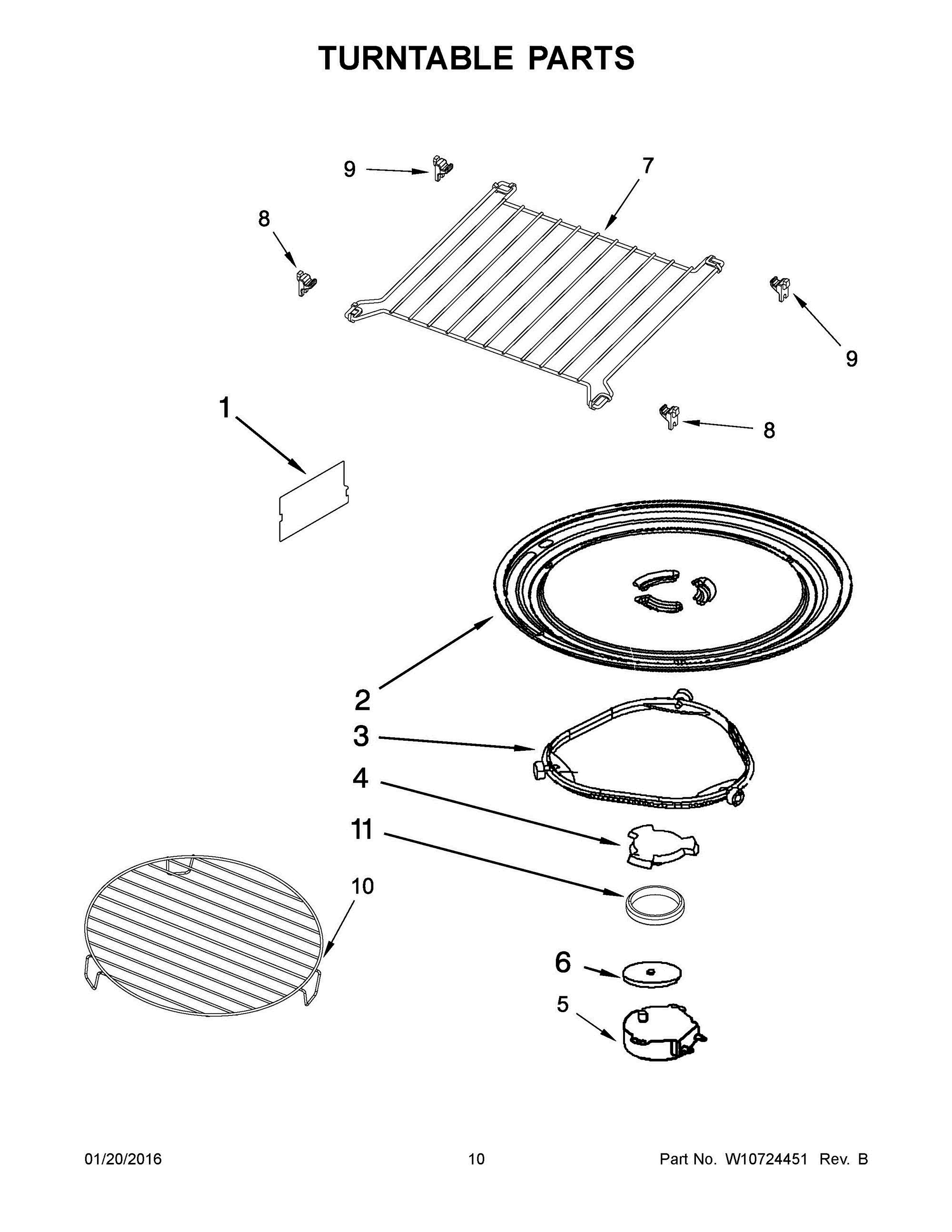 06 - TURNTABLE PARTS Diagram and Parts List for YMMV6190DS0  Whirlpool Microwave Oven Combo