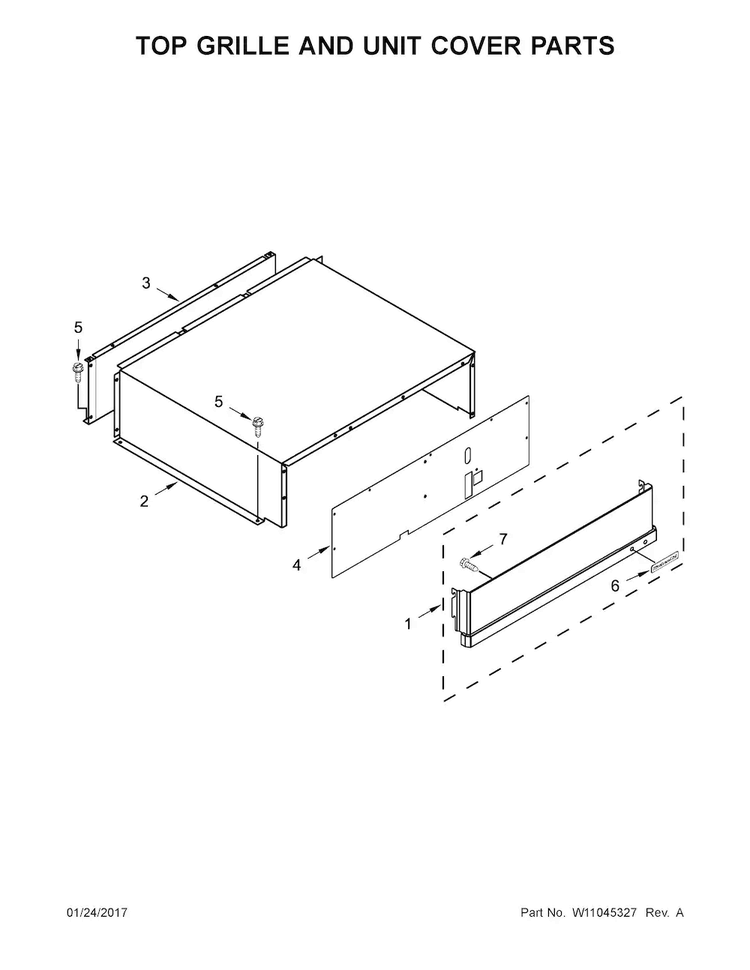 Top Grille And Unit Cover Parts Diagram and Parts List for KBFN502ESS02  KitchenAid Refrigerator