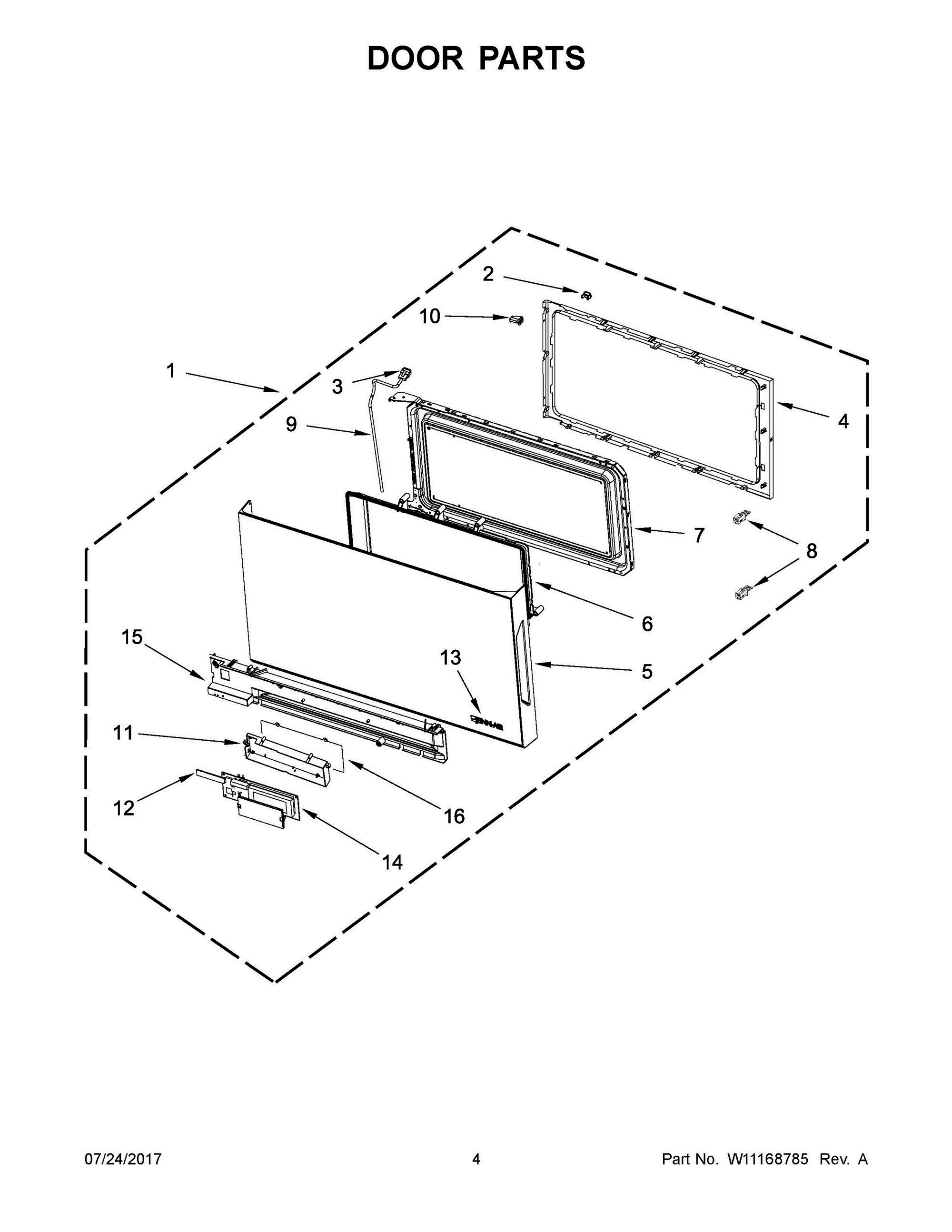 03 - DOOR PARTS Diagram and Parts List for JMV9196CB3  Whirlpool Microwave Oven Combo