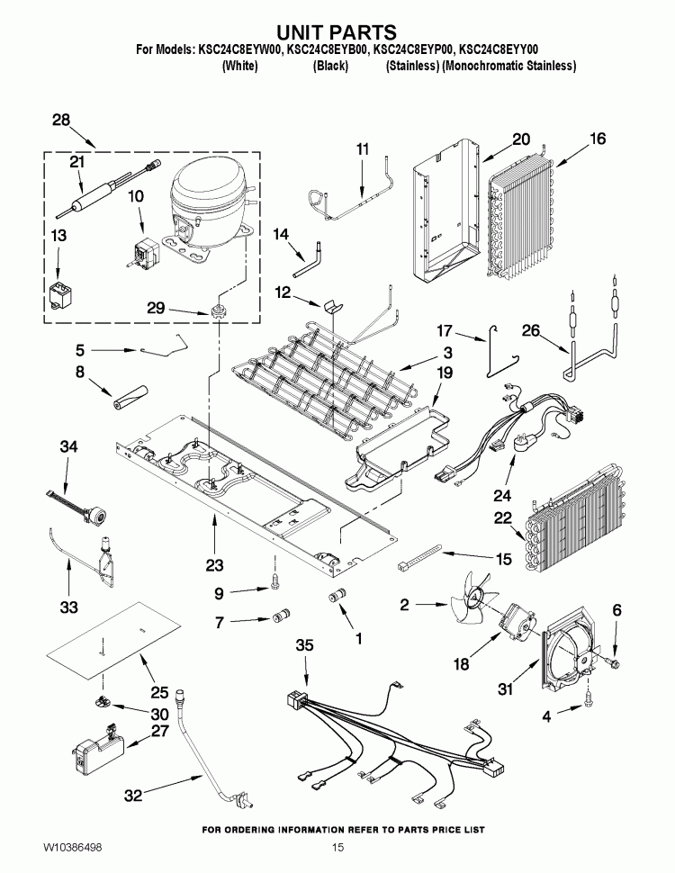UNIT PARTS Diagram and Parts List for KSC24C8EYB00  KitchenAid Refrigerator