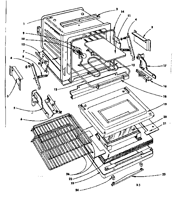 Oven Parts Diagram and Parts List for 1554546702  Kenmore Range