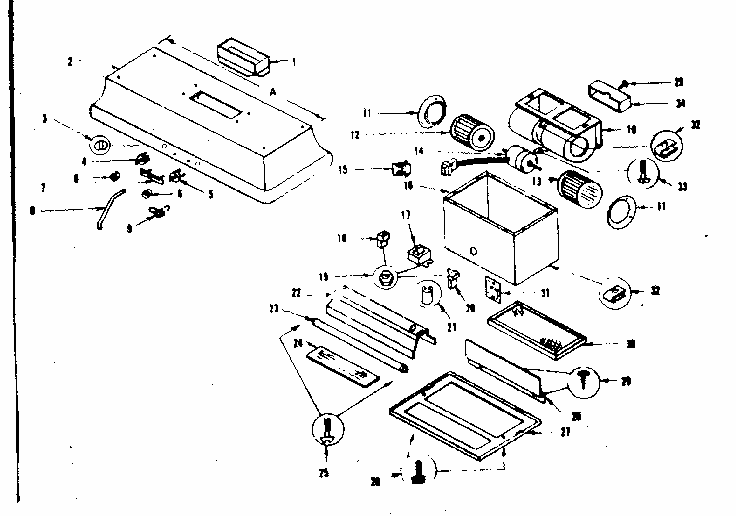 Range Hood Diagram and Parts List for 8505546721  Kenmore Range Hood