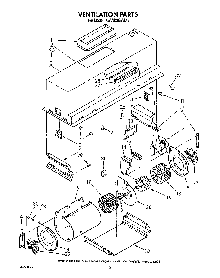 SECTION Diagram and Parts List for KWVU205YBA0  KitchenAid Range Hood